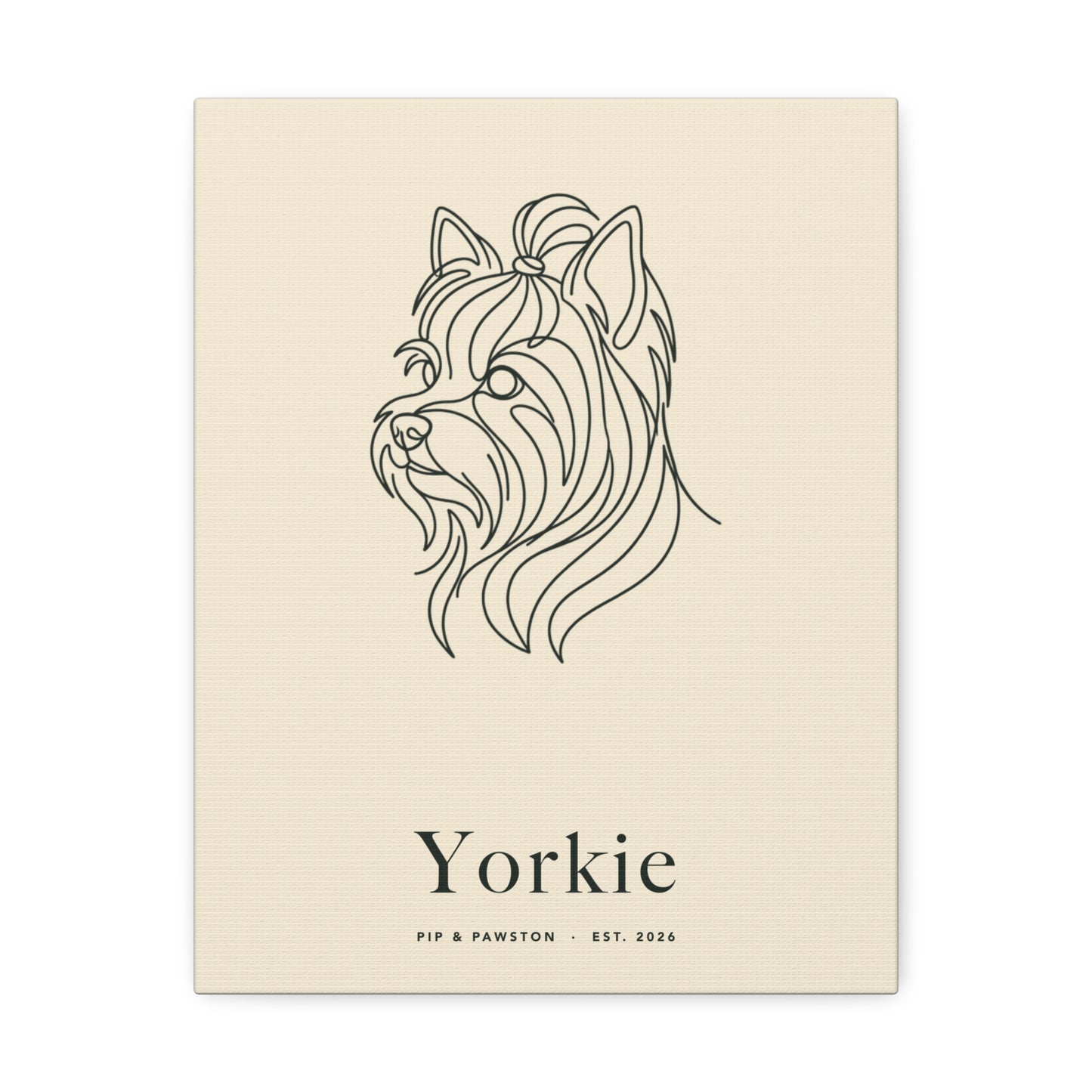 Yorkie Line-Art Canvas with Wordmark - Warm Cream