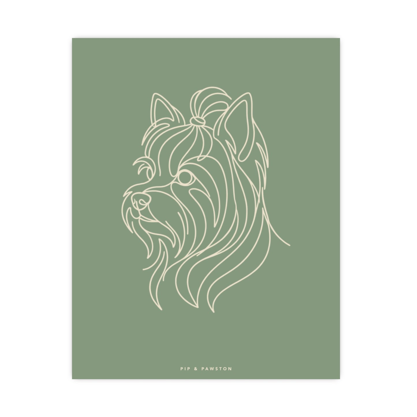 Yorkie Line-Art Poster - Sage