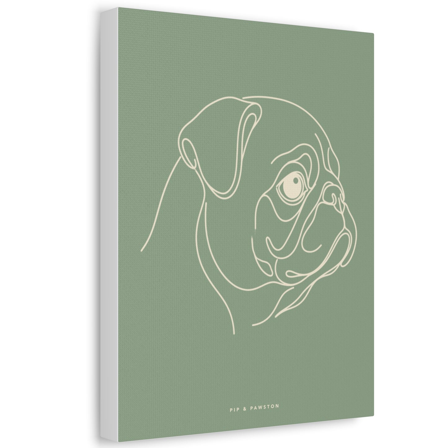 Pug Line-Art Canvas - Sage