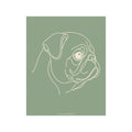 Pug Line-Art Poster - Sage