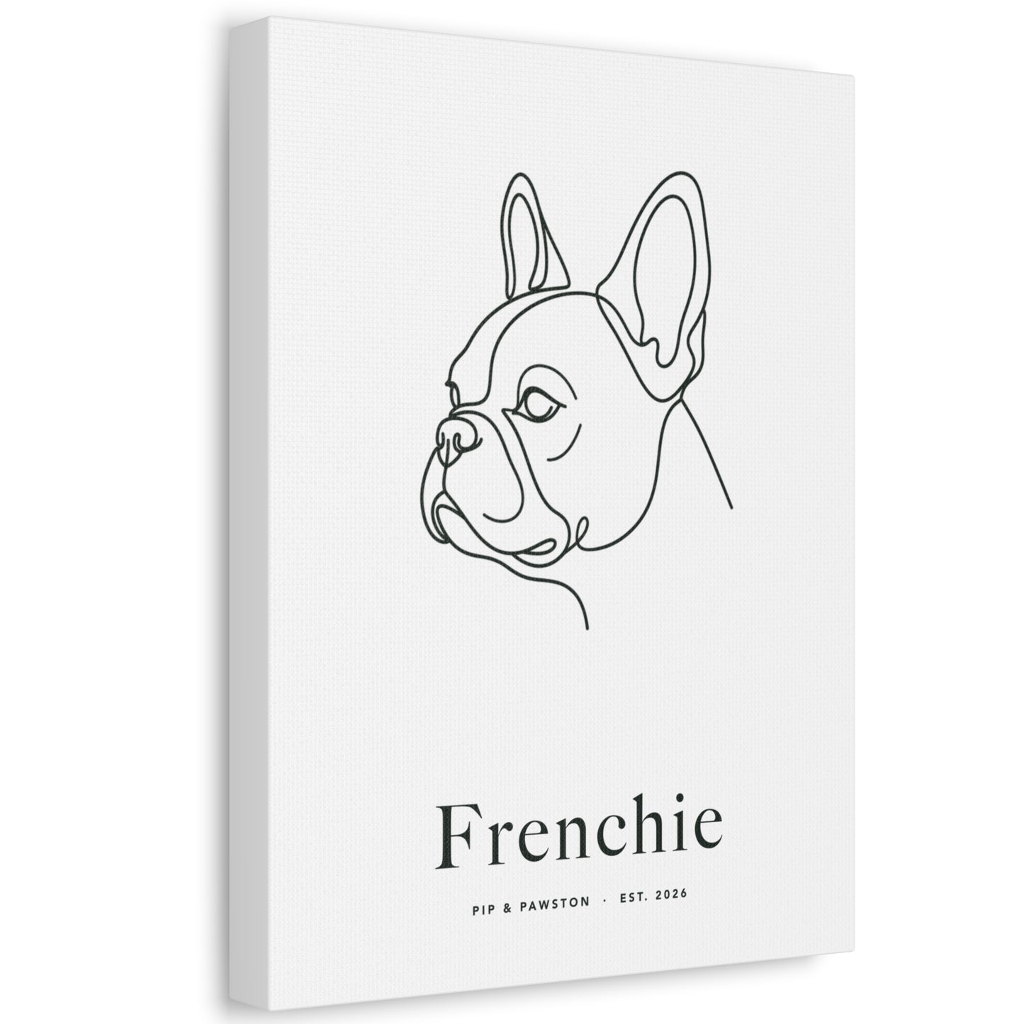 Frenchie Line-Art Canvas with Wordmark