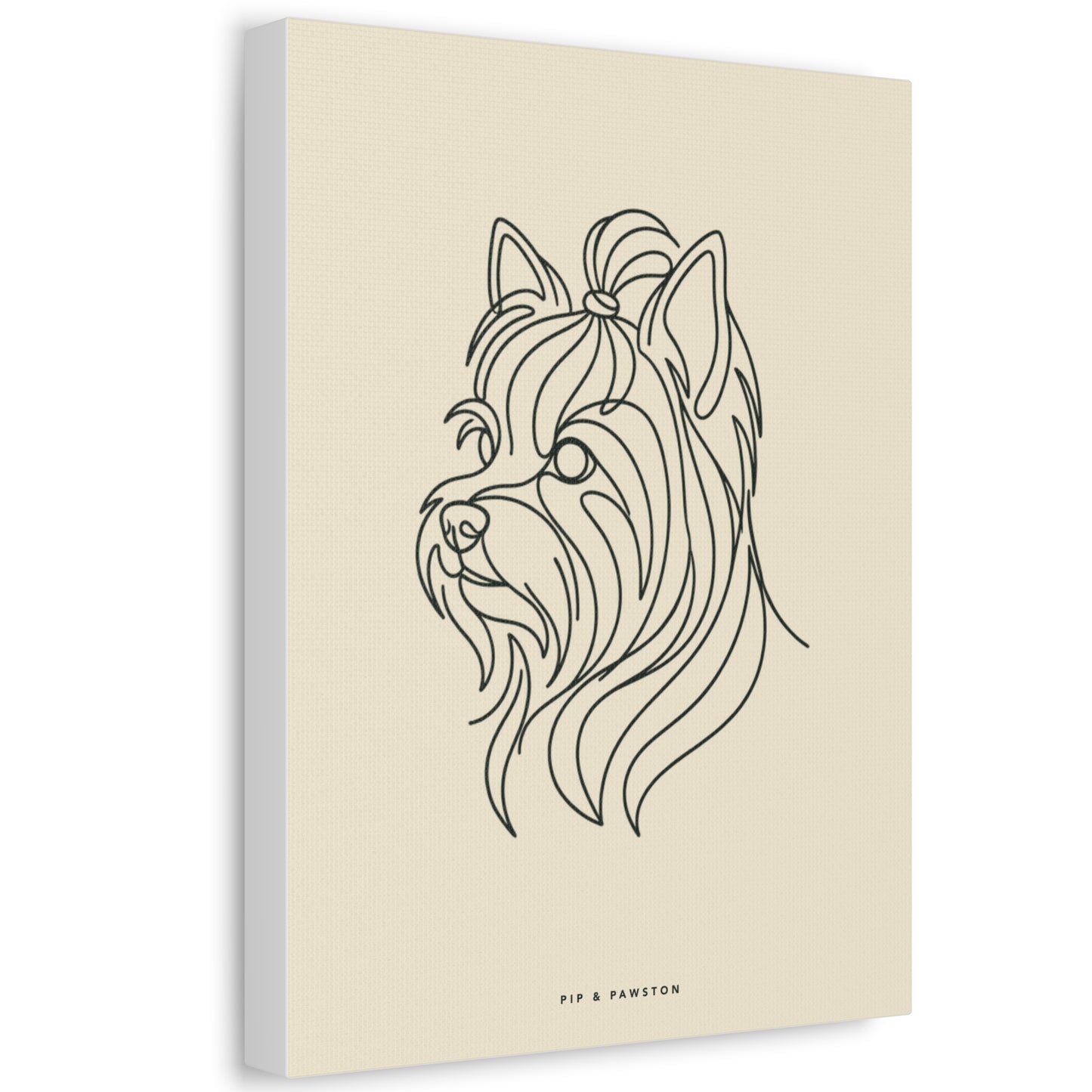 Yorkie Line-Art Canvas - Warm Cream