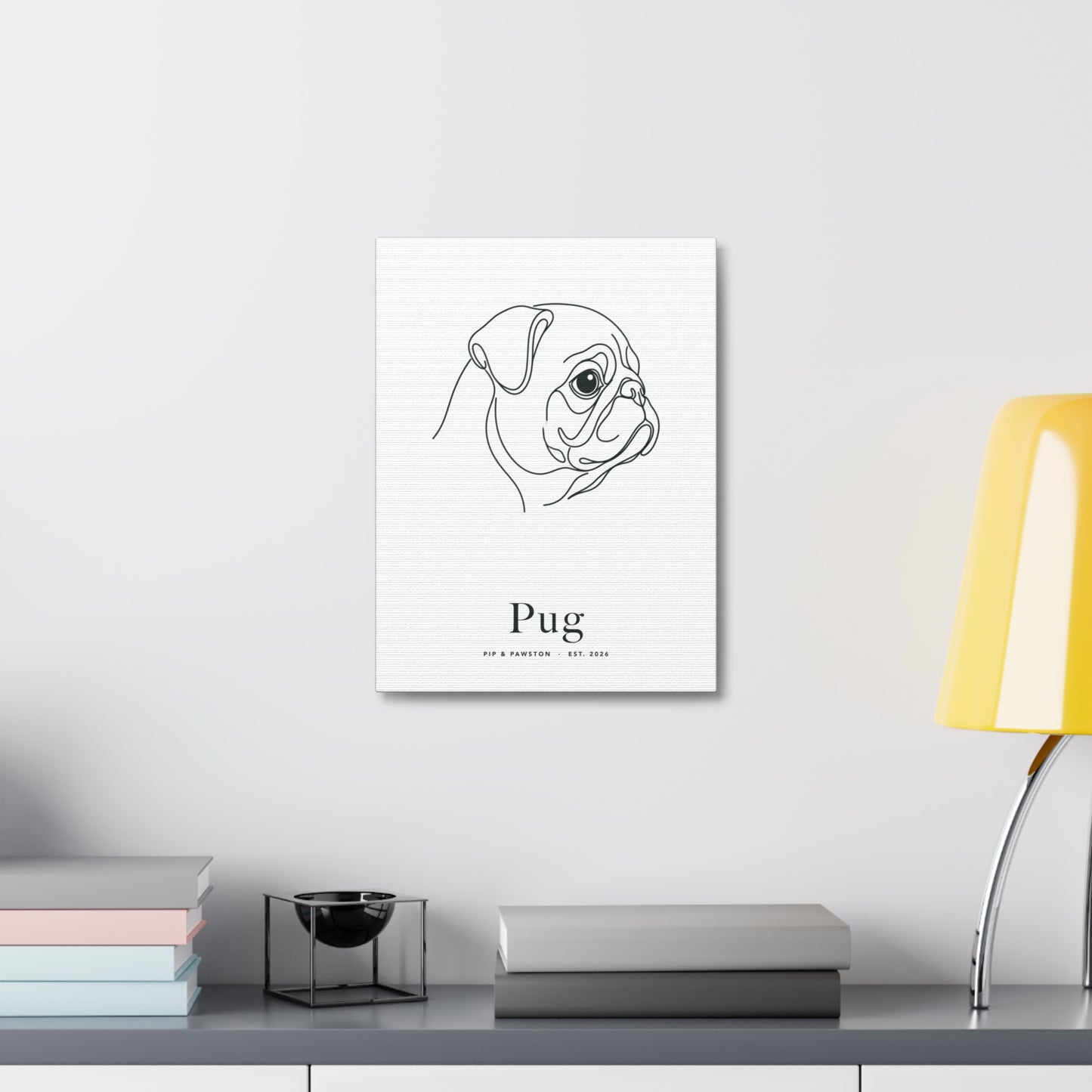 Pug Line-Art Canvas with Wordmark