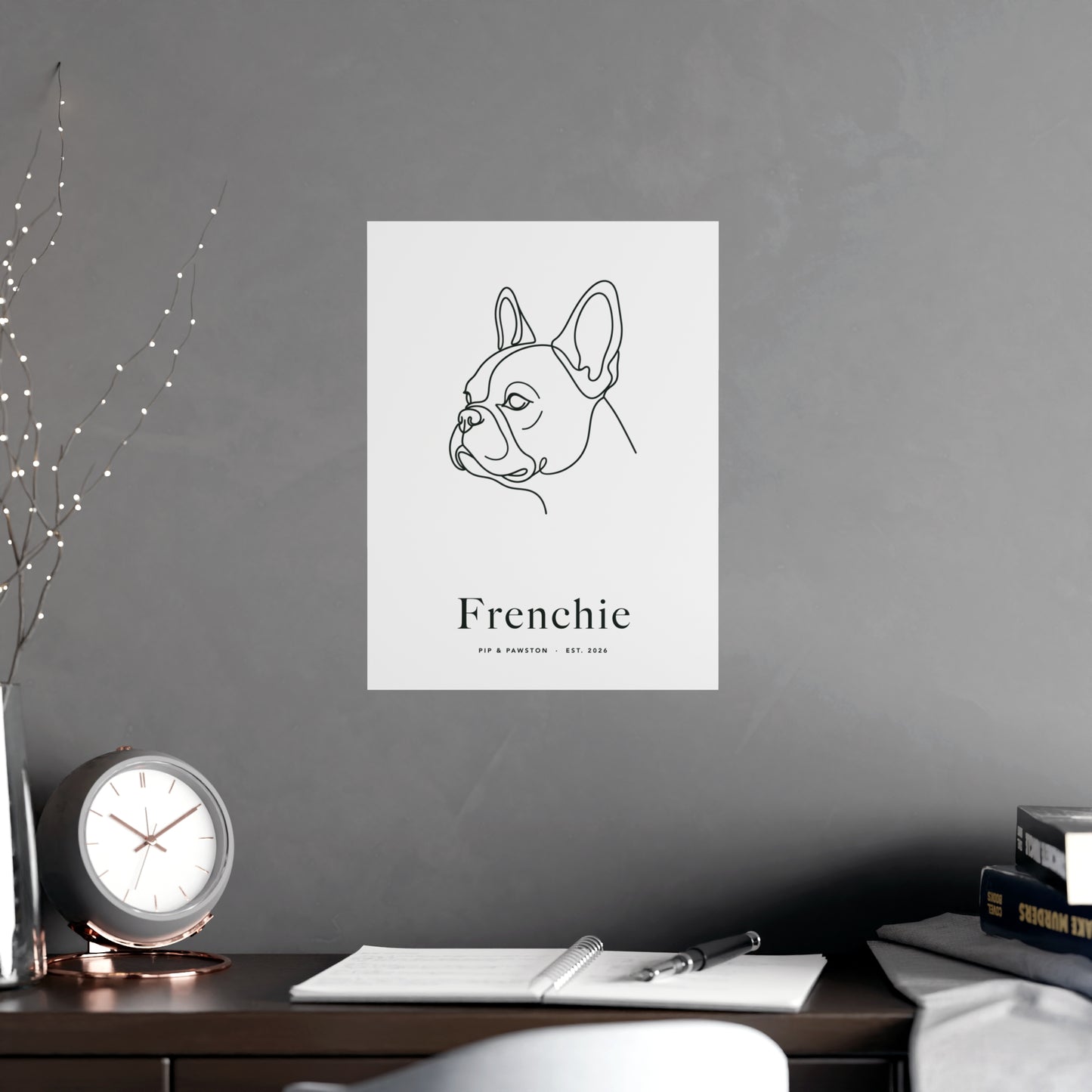Frenchie Line-Art Poster with Wordmark