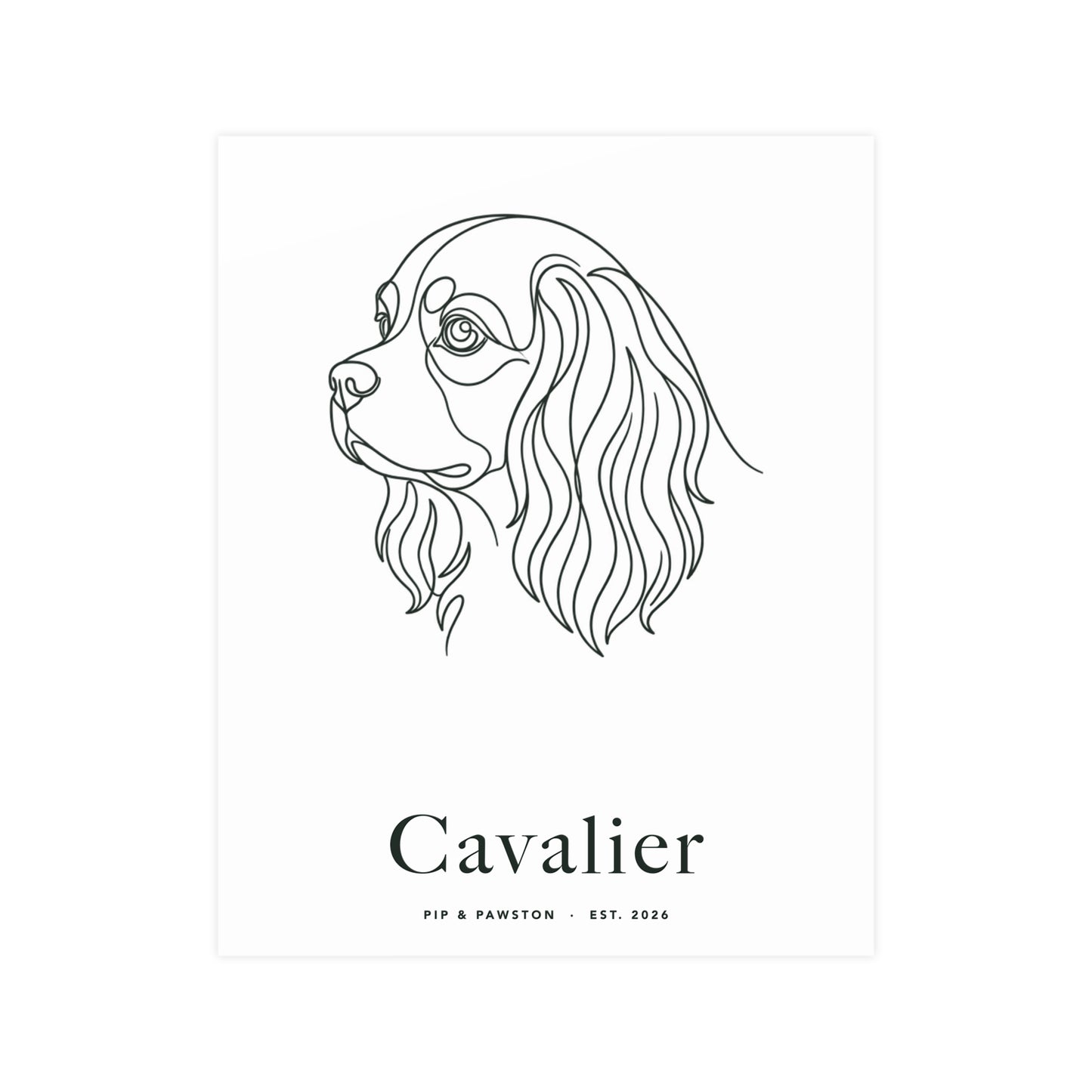 Cavalier Line-Art Poster with Wordmark