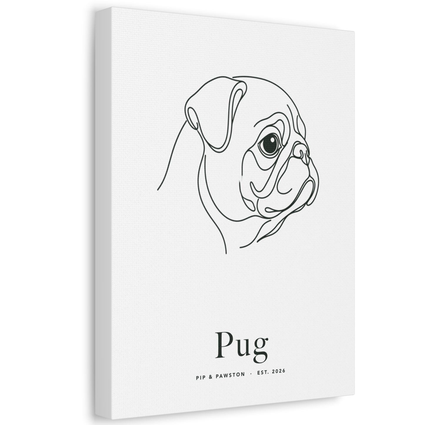 Pug Line-Art Canvas with Wordmark