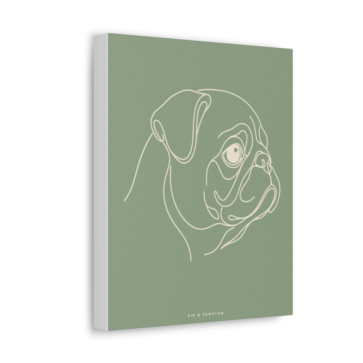 Pug Line-Art Canvas - Sage