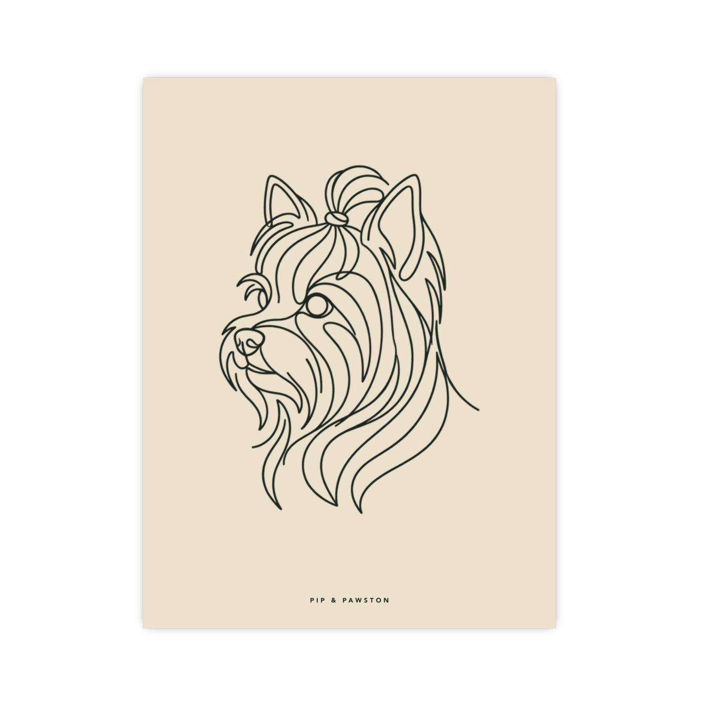 Yorkie Line-Art Poster - Warm Cream
