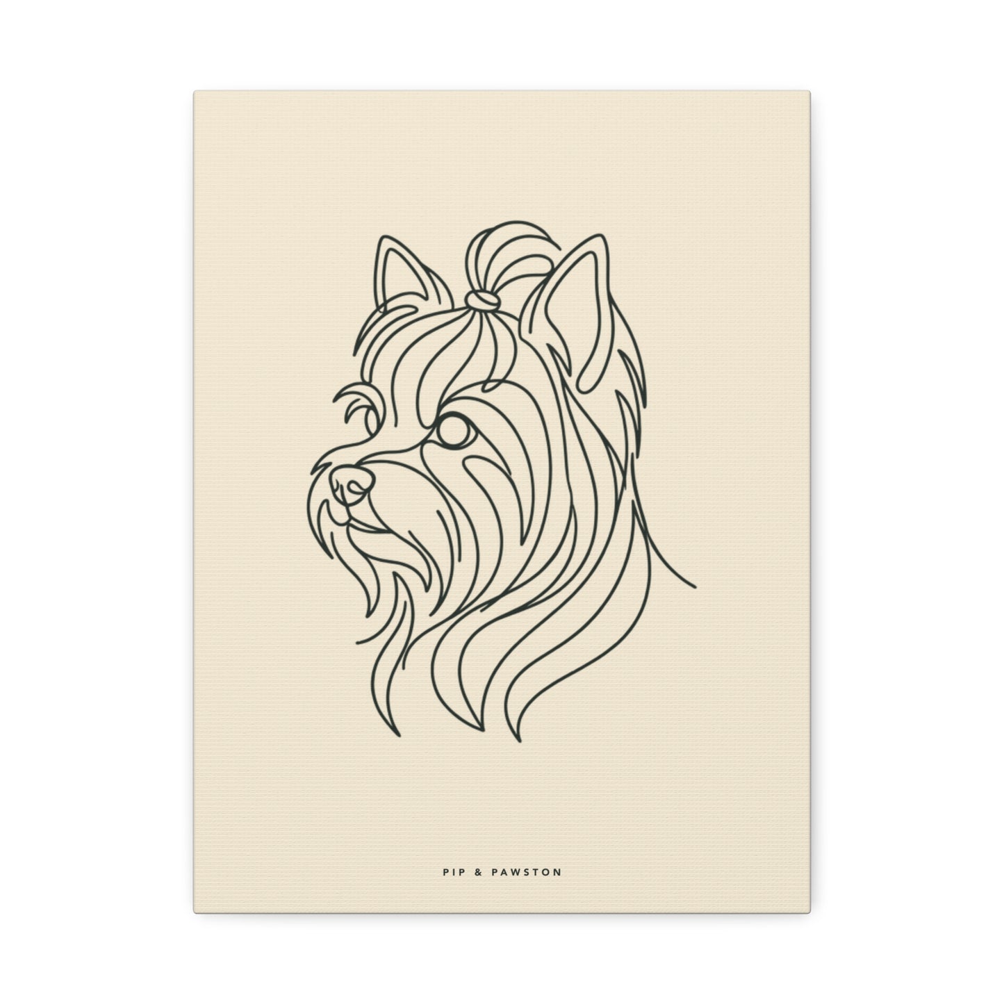 Yorkie Line-Art Canvas - Warm Cream