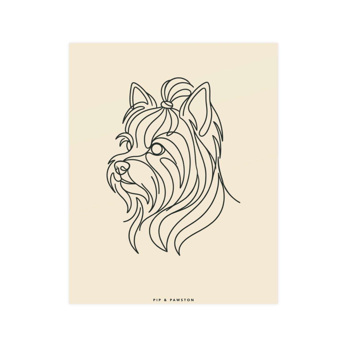 Yorkie Line-Art Poster - Warm Cream