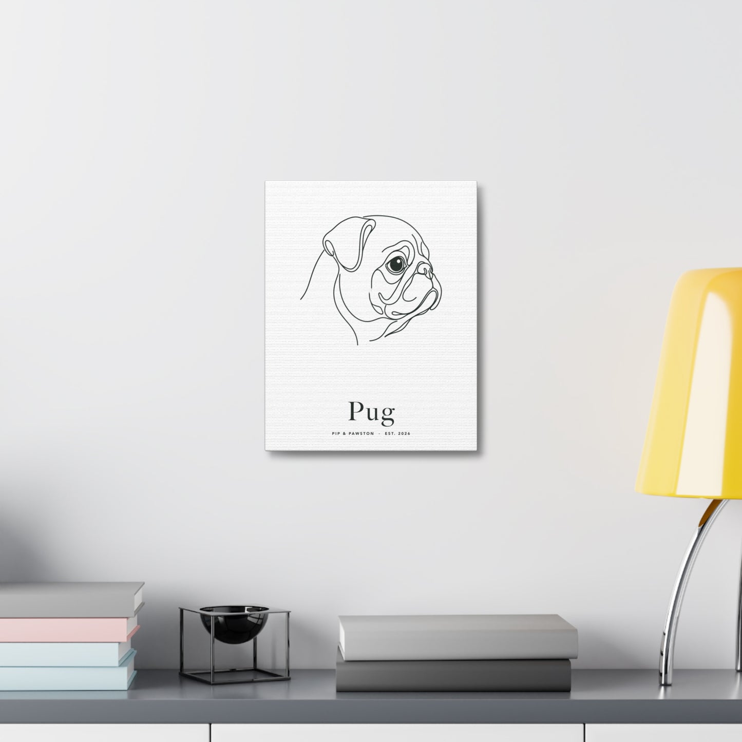 Pug Line-Art Canvas with Wordmark
