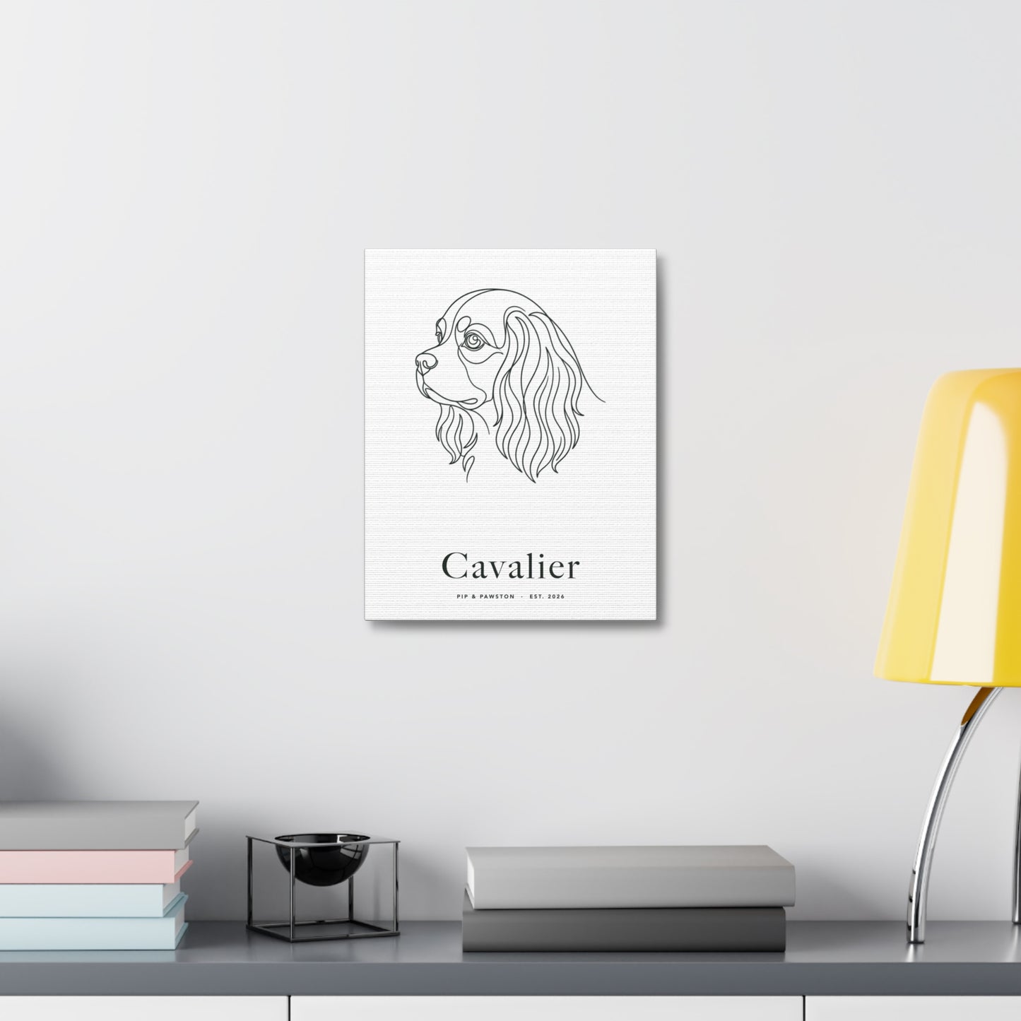 Cavalier Line-Art Canvas with Wordmark