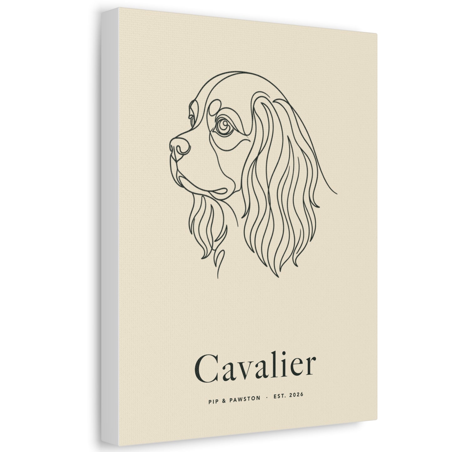 Cavalier Line-Art Canvas with Wordmark - Warm Cream
