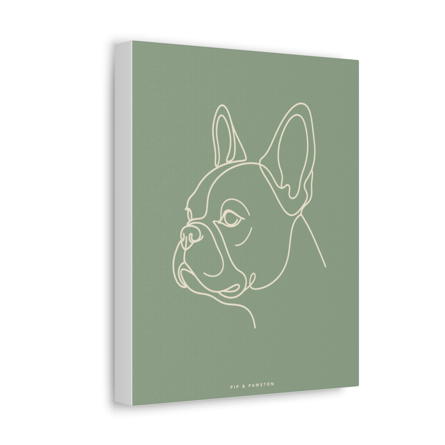 Frenchie Line-Art Canvas - Sage