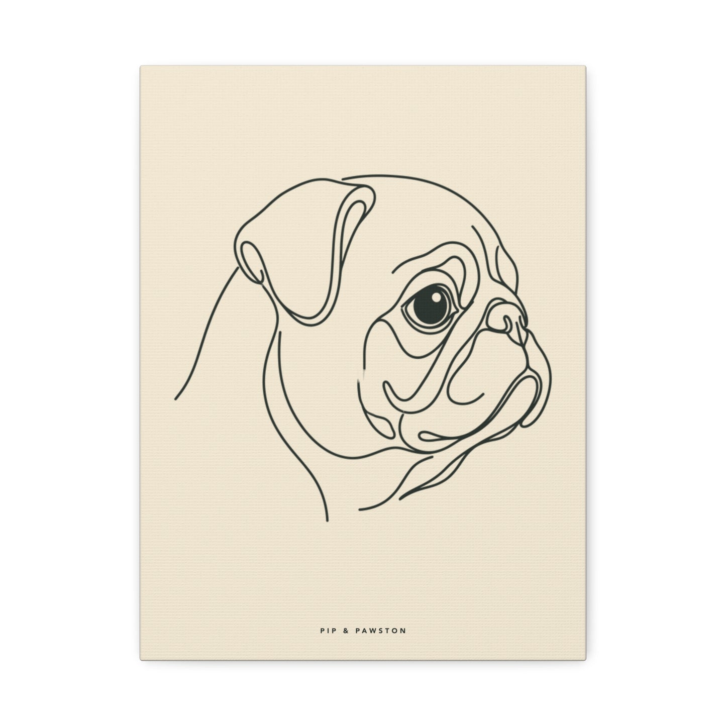Pug Line-Art Canvas - Warm Cream