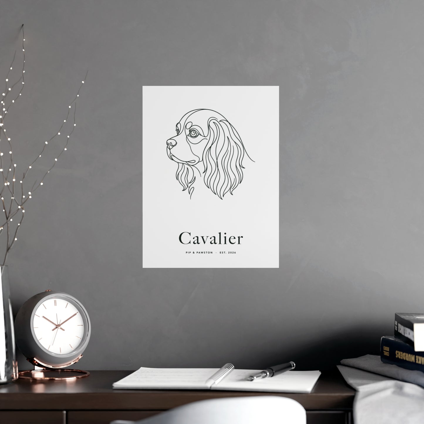 Cavalier Line-Art Poster with Wordmark