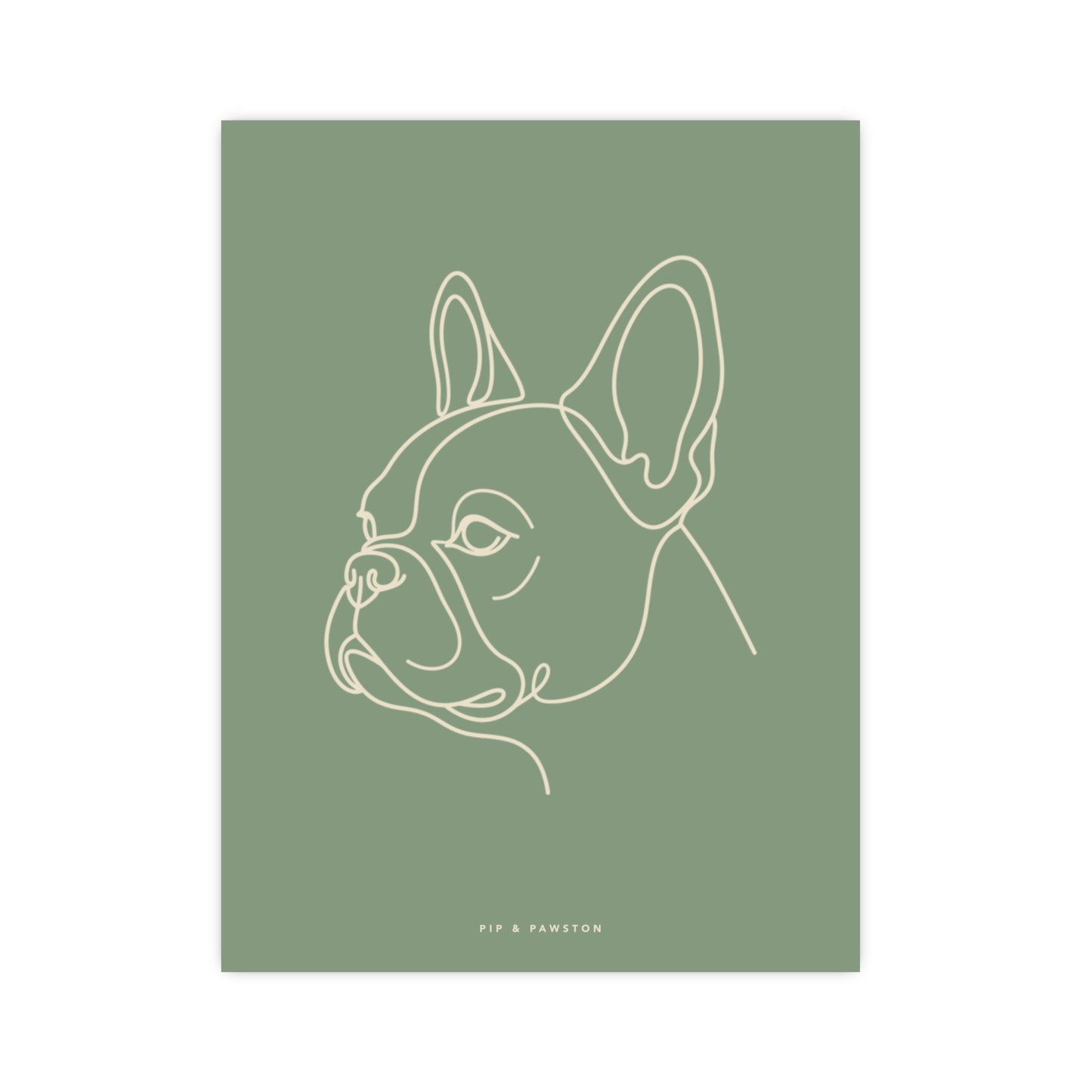 Frenchie Line-Art Poster - Sage