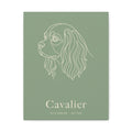 Cavalier Line-Art Canvas with Wordmark - Sage